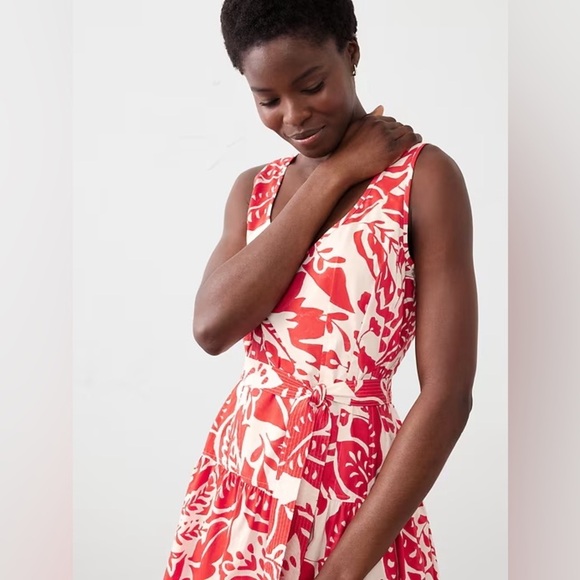 NWT! Banana Republic Baby Blue Poplin Corset Waist Midi Dress Size 10 - Picture 3 of 4